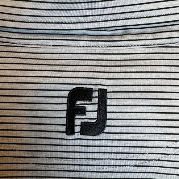 FJ Footjoy Polo Shirt Mens XXL Striped Gray Performance Wicking Golf Athletic - Picture 4 of 9